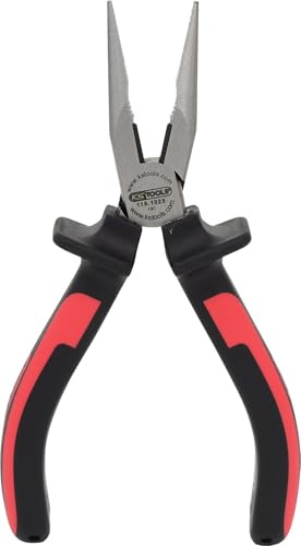 KS Tools 115.1023 ERGOTORQUE Telefonzange, 160mm | Pince à bec demi-rond, poignées bi-composants, L. 165 mm, précision de serrage, chrome vanadium