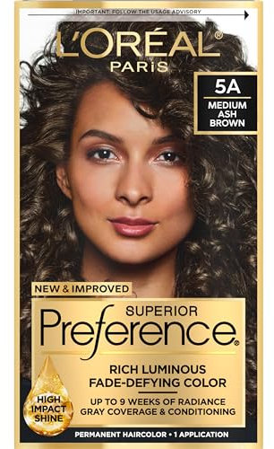L'Oreal Paris Superior Preference System für Glanz und Verblassen der Farben, langanhaltend, ohne zu verblassen, matt oder kupferfarben, mittelbraun aschbraun