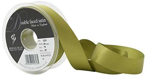 Berisfords Double FACE Poly Satin Ribbon, Moss, 25 mm