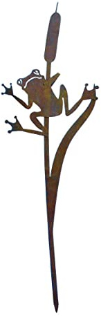 Saremo Rost Frosch an Schilf Stecker H ca. 120 cm