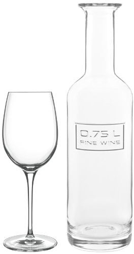 Luigi Bormioli Wine Decanter and Glasses Set of 6 - 750ml Wine Carafe Aerator with 6 x 480ml Crystal Wine Glasses, Ultra Clear & Durable Dishwasher Safe Glassware, Made In Italy