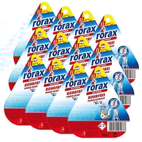 12x rorax Rohrfrei Power-Granulat Portionspack 60g - Wirkt sofort & löst selbst Haare auf
