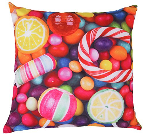 Arsvita Bonbon Kissen ca. 45x45 cm Trendiger Fotodruck mit abnehmbarem Bezug (incl. Innenkissen) Farbe Bunt