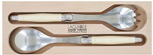 New Laguiole 2pc Salad Serving Set in Tray (Ivory White)