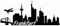 Samunshi® Frankfurt Skyline Aufkleber Sticker Autoaufkleber City Gedruckt - 30x12,6cm schwarz