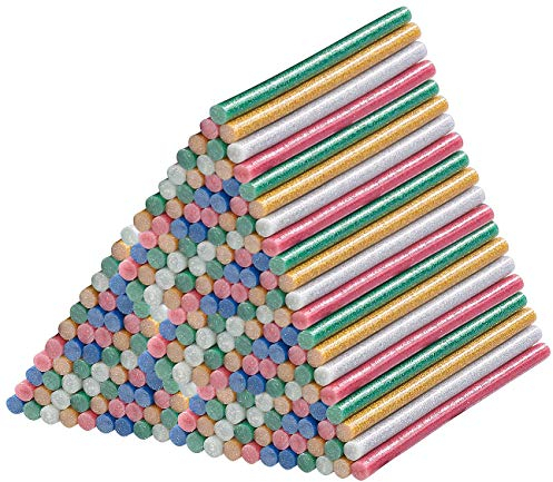 AGT Ersatzklebesticks: 4er-Set 50 Klebesticks für Pistolen, 11 x 200 mm, bunt glitzernd (Heissleim für Heissleimpistolen, Kleber, Anti Rutsch)
