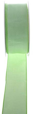 Taftband mit Drahtkante - Lindgrün - breit - Geschenkband - Dekoband - Schleifenband - ca. 40 mm Breite - 25 m Länge - 3330-40-25-156