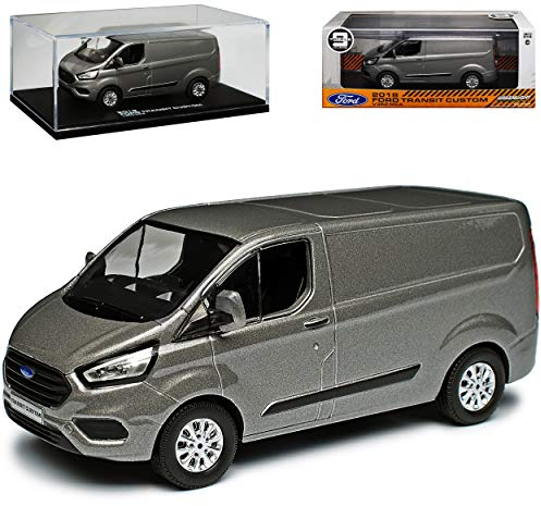 Greenlight Ford Transit Tourneo Custom Kasten Transporter Grau Silber Modell Ab 2012 Version Ab Facelift 2018 1/43 Modell Auto mit individiuellem Wunschkennzeichen