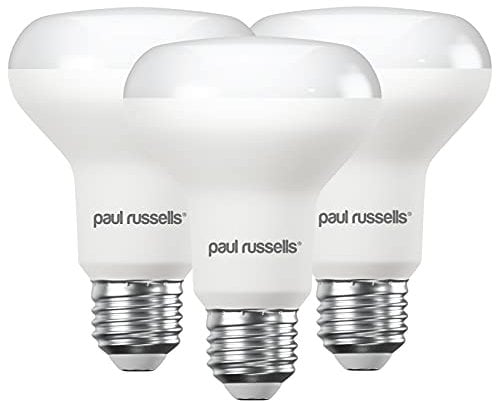 paul russells E27 Spotlight 10W LED Reflector R80 Light Edison Screw, 60w Equivalent Bulb, 940 Lumen, 4000K Cool White, Frosted 120° Beam Angle ES Energy Saving Non-Dimmable Lightbulbs, 3 Pack