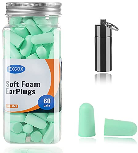 EXGOX Super weiche Schaumstoff-Ohrstöpsel,38dB höchster SNR, 60 Paar,Einheitsgröße,passt praktisch jedem Träger,bequem zum Schlafen,Schnarchen,Lernen,Reisen, Konzerte,laute Geräusche