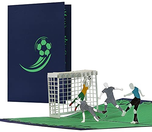 Karte Fussball BLAU für Fans von | Geburtstagskarte oder Gutschein für Fußballfan | Einladungskarten Geburtstag Kinder, H36