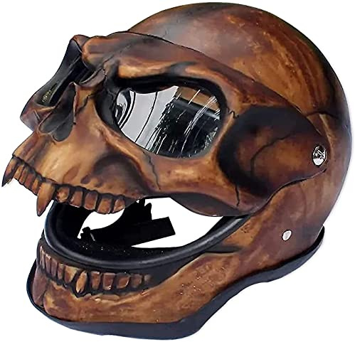 STRTG Masque d'halloween Casque De Crâne De Nécromancien, Décoration d'horreur Masque De Crâne Complet/Casque Mâchoire Mobile, Visière De Squelette De Crâne Rabattable Casque De Moto E(PVC),XL