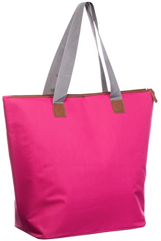 Brandsseller Kühltasche 30 Liter ca.40x50x20 cm Faltbare Einkaufstasche Thermo-Shopper Strandtasche mit Isolierung für Lebensmittel Reißverschluss - Pink