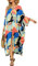 Bsubseach Women Loose Swimsuit Cover Up Button Down Kimonos Beach Resort Wear Dress Block Print Blue