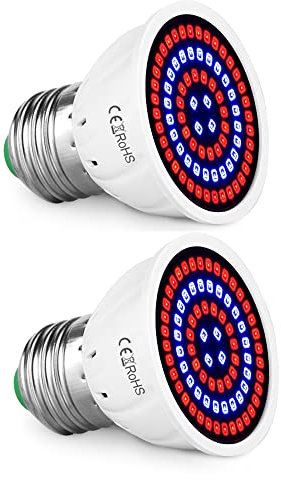 LED Grow Light Bulb Par16 Short Neck Bulb,Plant Light Bulbs E27 Base,5W Grow Bulb 50W Equivalent, Grow Light for Indoor Plants,2Pack