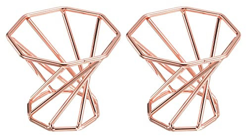 PATIKIL Air Plant Holder, 2 Pack Tillandsia Pot Base Container Metal Air Plant Rack Indoor Planter Stands for Home, Rose Gold