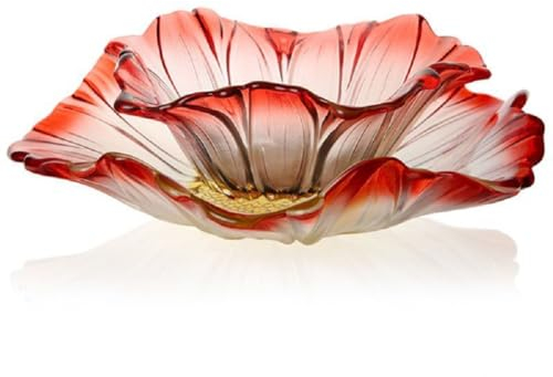 JUNYFFF Corbeille À Fruits en Bol Décoratif, Diamètre 30/20Cm, Verre en Cristal Coupe De Fruits Ménage Maison Créative Table Basse Pot De Bonbons Salon Moderne Maison Créative, 2Pcs,Rouge