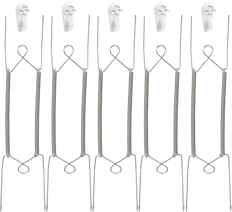 Sourcing Map 5pcs Silver Stainless Steel Invisible Wall Plate Hangers with Wall Decorative Hooks and Tip Protectors for Decorative Plates and Art