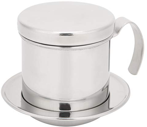 NDNCZDHC Vietnamese Coffee Filter Set Pour Over Vietnamese Coffee Dripper Stainless Steel Drip Coffee Reusable Filter Single-Cup Serving for Camping Travel(Silver)