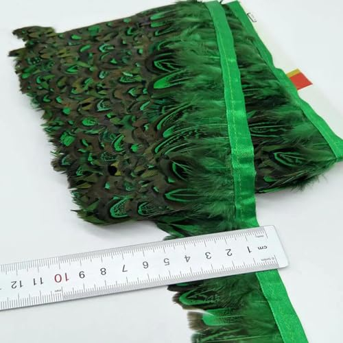 4-8 cm 10 yardas/lote cinturón de tela de plumas de faisán flecos de ajuste de plumas, adorno de plumas seleccionable para vestido/Navidad-verde-10 yardas