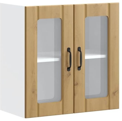 vidaXL Küchen-Hängeschrank mit Glastür Lucca Artisan-Eiche Holzwerkstoff
