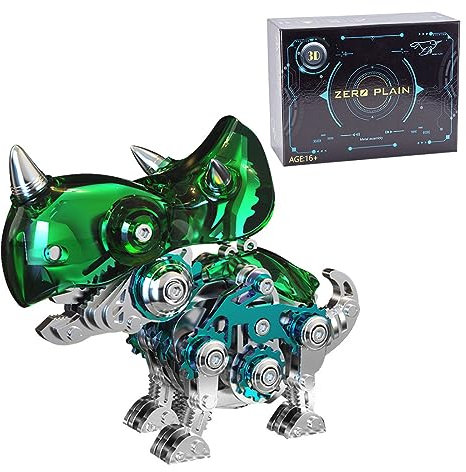 PizazzToy 3D Metall Puzzle Modell, 160 Stück DIY Montage Dinosaurier 3D Mechanical Puzzle Modellbausatz mit Werkzeug, Adventskalender 2024 Puzzle Geschenk für Erwachsene