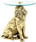 Riess Ambiente Runder Beistelltisch Wildlife Lion - 60cm - Gold antik - Metall Glas - Löwen Skulptur