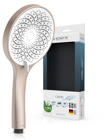 SCHÜTTE Handbrause CAPRI mit Samtstrahl-Technologie | Duschkopf mit über 300 Düsen und 3 einstellbaren Strahlarten | Brausekopf Antikalk für die Dusche | Rosé