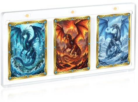 Mcbazel 35PT Kartenhalter 3 Karten Magnetisch, Matte Ränder Pokemon MTG TCG | 35PT, 3 Karten pro Halter, Magnetverschluss, Matte Ränder, Diamant-Ecken, 21,4×11cm, Pokemon MTG Yugioh TCG