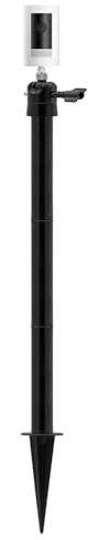 Adjustable Ground Stake Mount for Security Cameras & Solar Panels (16-48), Heavy Duty Lawn Pole Stand Compatible with Ring, Nest, Eufy, 360° Swivel Base (Black) (Black) (16-48)
