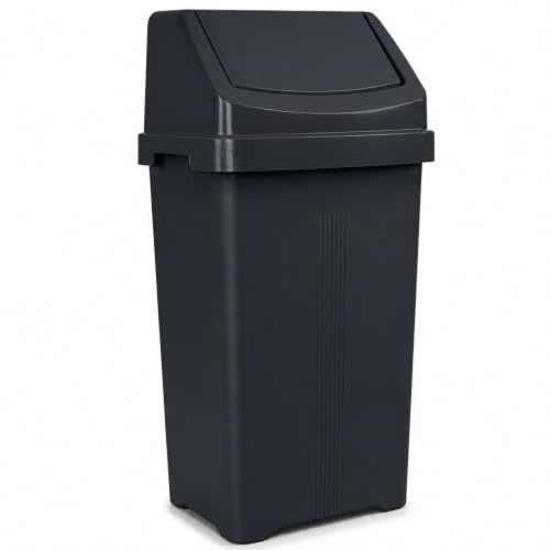 KetoPlastics 50L Swing Bin with Removable Lid Made in UK (Midnight Black) | Choose from Four Colours; Easy-Clean Surface; Household Waste & Recycling; Contemporary Design