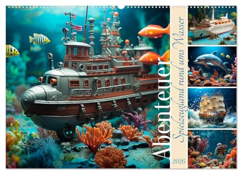 Abenteuer Spielzeugland rund ums Wasser (Wandkalender 2026 DIN A2 quer), CALVENDO Monatskalender: Am, auf und unter dem Wasser gibt es viel zu entdecken (CALVENDO Spass)