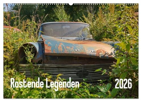 Rostende Legenden (Wandkalender 2026 DIN A2 quer), CALVENDO Monatskalender: Rostende Käfer und T1 Bullis in einem vergessenen Wald (CALVENDO Mobilitaet)