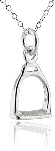 Sterling Silber Charm Steigbügel Anhänger Halskette, 45,7 cm Kette