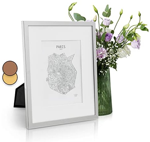 Casa Chic Cadre Photo, Cadre Photo en Metal de 27 x 22 cm, Cadres Photo, Porte Photo Mural, Cadre Decoration Murale Pele Mele, Affichage Vertical/Horizontal, avec Protection Verre et Passe Partout