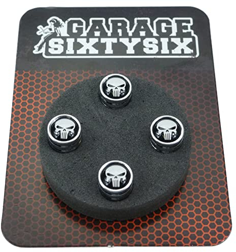 Garage-SixtySix 4 Ventilkappen Skull in Chrom/Modell: Detroit