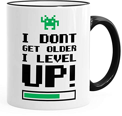 MoonWorks Tasse I Dont get Older I Level up Gamer Spruch Kaffeetasse Teetasse Keramiktasse schwarz Unisize