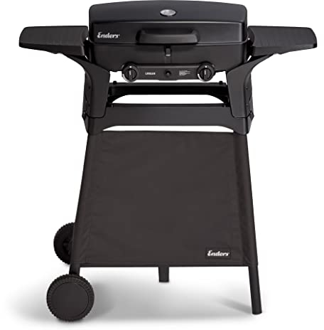 Enders® Gasgrill URBAN TROLLEY, Grillen-, Kochen- und Backen Funktion, 2 Edelstahl-Brenner, kleiner Tisch-Grill,Thermometer, Balkon, Camping-, Aluguss-Gehäuse, Gussrost, #2081