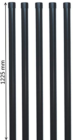 5x Zaunpfosten Metall Ø 34 mm 1225 mm Anthrazit RAL 7016 mit Kappe für Schweißgitterzaun 1m Höhe – Pfosten Set für Gitterzaun Gartenzaun Welpenzaun Hühnerzaun pulverbeschichtet wetterfest