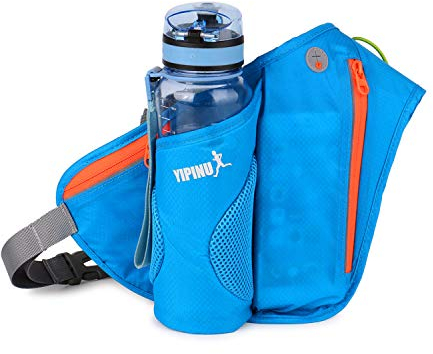 FANDARE Bauchtasche für Trinkflasche Gürteltasche Brusttasche Unisex Sport Trinkgürtel Sling Bag für Joggen Fahrradfahren Reise Laufen Trinkgürtel Hüfttasche Damen Herren Wasserdicht Nylon Blau