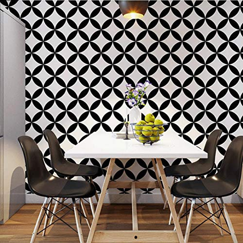 Hndrkj Papier Peint Nordic Noir Et Blanc Papier Peint À Carreaux Lignes Géométriques Hôtel Restaurant Lait Tea Shop Magasin De Vêtements Fonds D'Écran Pour Le Salon