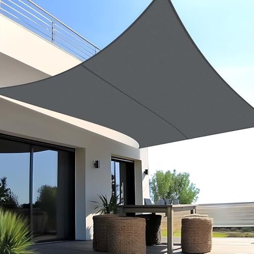 SUNNY GUARD Sonnensegel Quadratisch Wasserdicht 5x5m Grau Anthrazit | Sonnenschutz und Wetterschutz Segeltuch Baldachin mit 95% UV-Schutz für Balkon,Terrasse und Garten