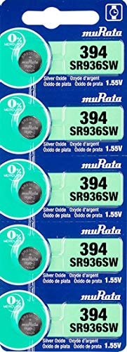 5 x Murata 394 SR45 AG9 SR936SW Silver Oxide 0% Mercury Watch Battery [1 Strip of 5 Batteries]