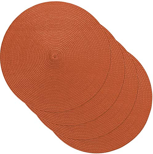 Venilia Tischset Brick Rund, Platzset, Tischwäsche, Platzdeckchen für Esszimmer, orange, gewebt, 4er Set, lebensmittelecht, 38 cm, 4 Stück, 59119