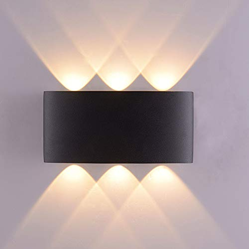 Chrasy 6W Wandlampe LED Wandleuchte Innen Wandlampe Up Down Leuchten Wandlicht Wasserdichte für Wohnzimmer Schlafzimmer Treppenhaus Flur, Warmweiß