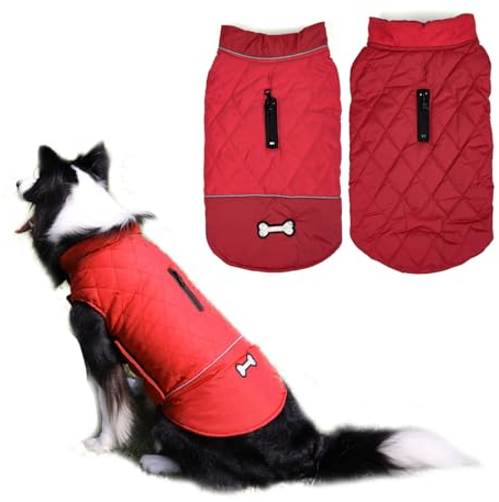 PETCUTE Hunde Wintermantel Wasserdichter Hundemantel für Den Winter Warme Hundejacken mit Bauchschutz Winddicht Hunde Schneeanzug(Rot XS-Neck:30cm)
