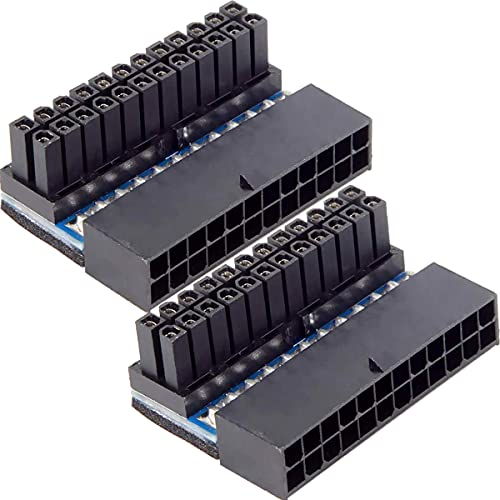Xiatiaosann ATX 24-pin Stecker 90 Grad Mainboard für Desktop-PC, 24-pin Buchse auf 24-pin Stecker Motherboard Netzteil Adapter, 2er-Pack