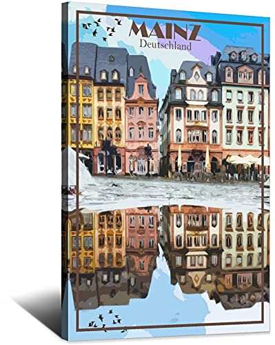 Mainz Deutschland Vintage Reiseposter Deko Poster Modern Schlafzimmer Leinwand Kunst Poster Bild Gemälde Poster Wanddeko Kunst Geschenk