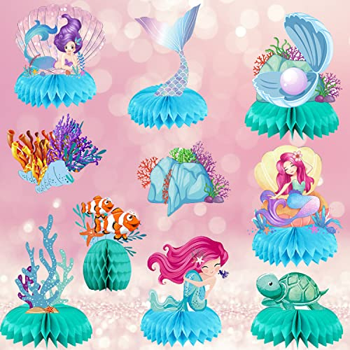 通用 LXN Centrotavola a nido d'ape principessa sirena Forniture per feste di compleanno per ragazze Decorazione per tavolo da pranzo