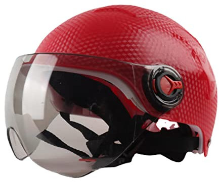 Casque Ouvert Hommes Femmes Vintage Casque Moto Demi-Coquille Rétro Street Scooter Bike Moped Casque Mobylette Bols Casque Moto Jet Casque Adultes Homologation ECE,Rouge